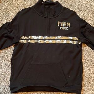 PINK quarter zip sweater shirt (black)
